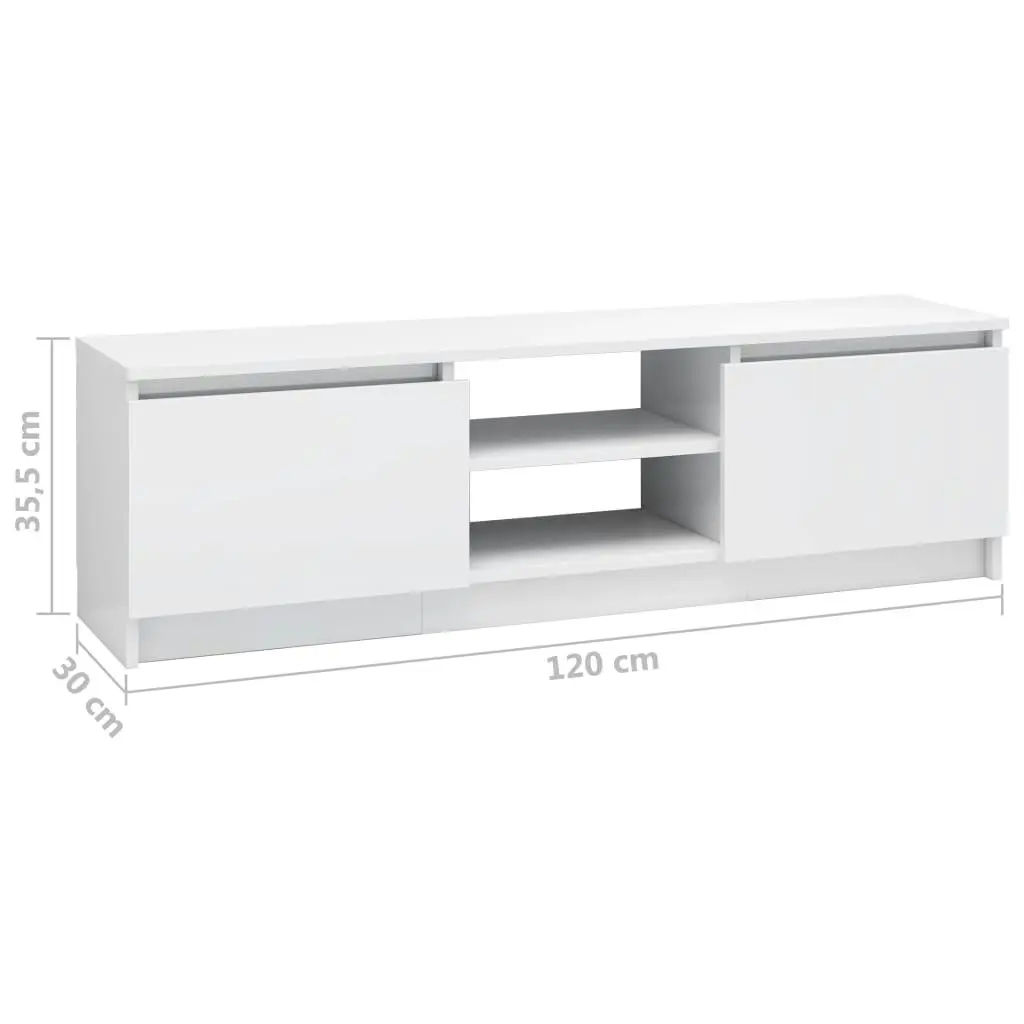 TV Cabinet High Gloss White 120x30x35.5 cm Engineered Wood 800573