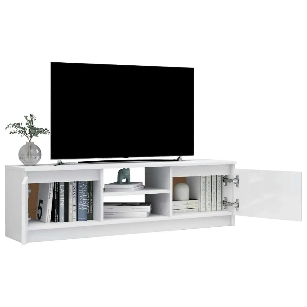 TV Cabinet High Gloss White 120x30x35.5 cm Engineered Wood 800573