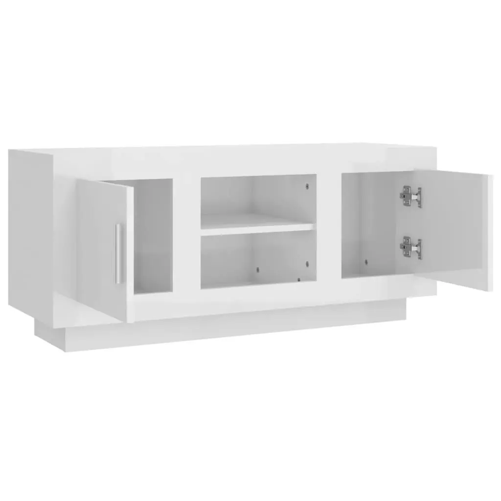 TV Cabinet High Gloss White 102x35x45 cm Engineered Wood 811796