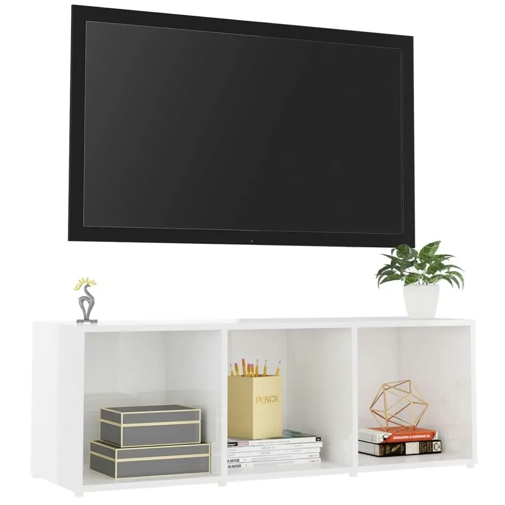 TV Cabinet High Gloss White 107x35x37 cm Engineered Wood 805540