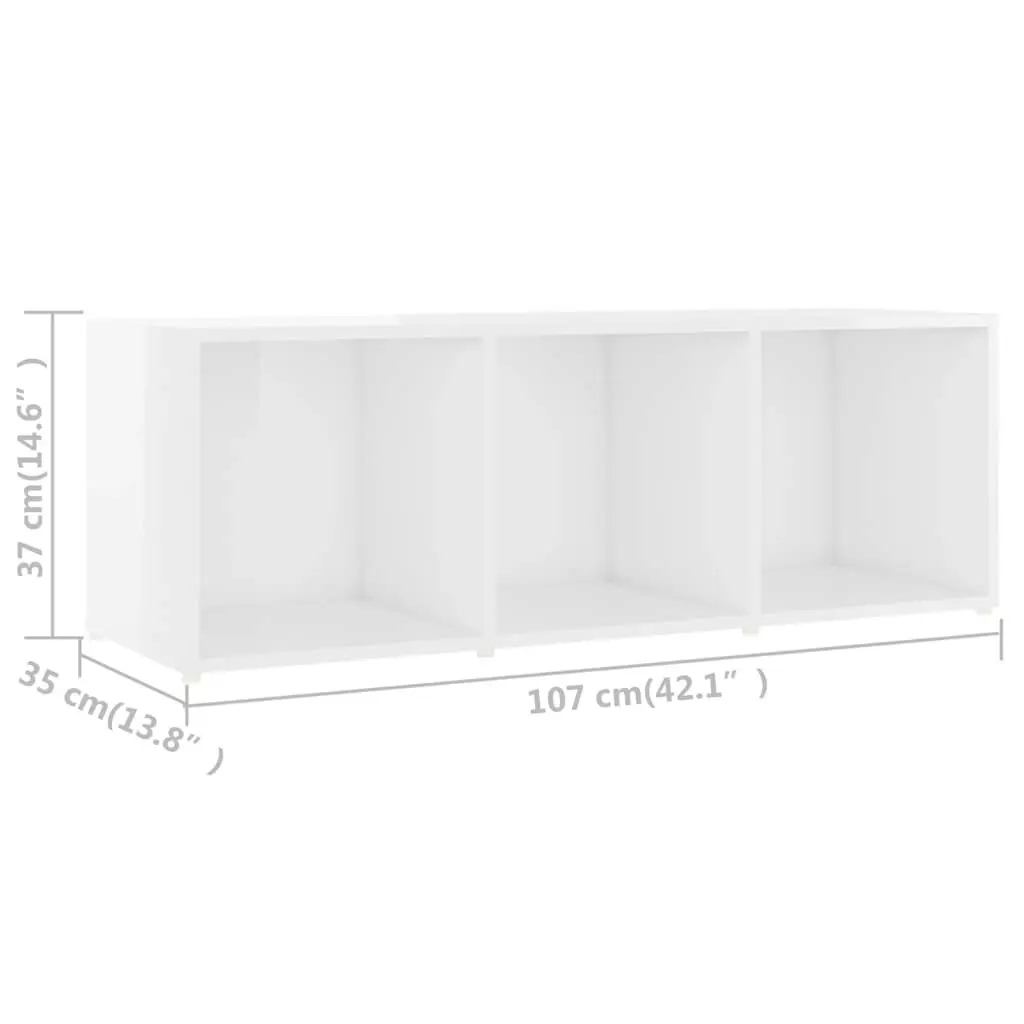 TV Cabinet High Gloss White 107x35x37 cm Engineered Wood 805540