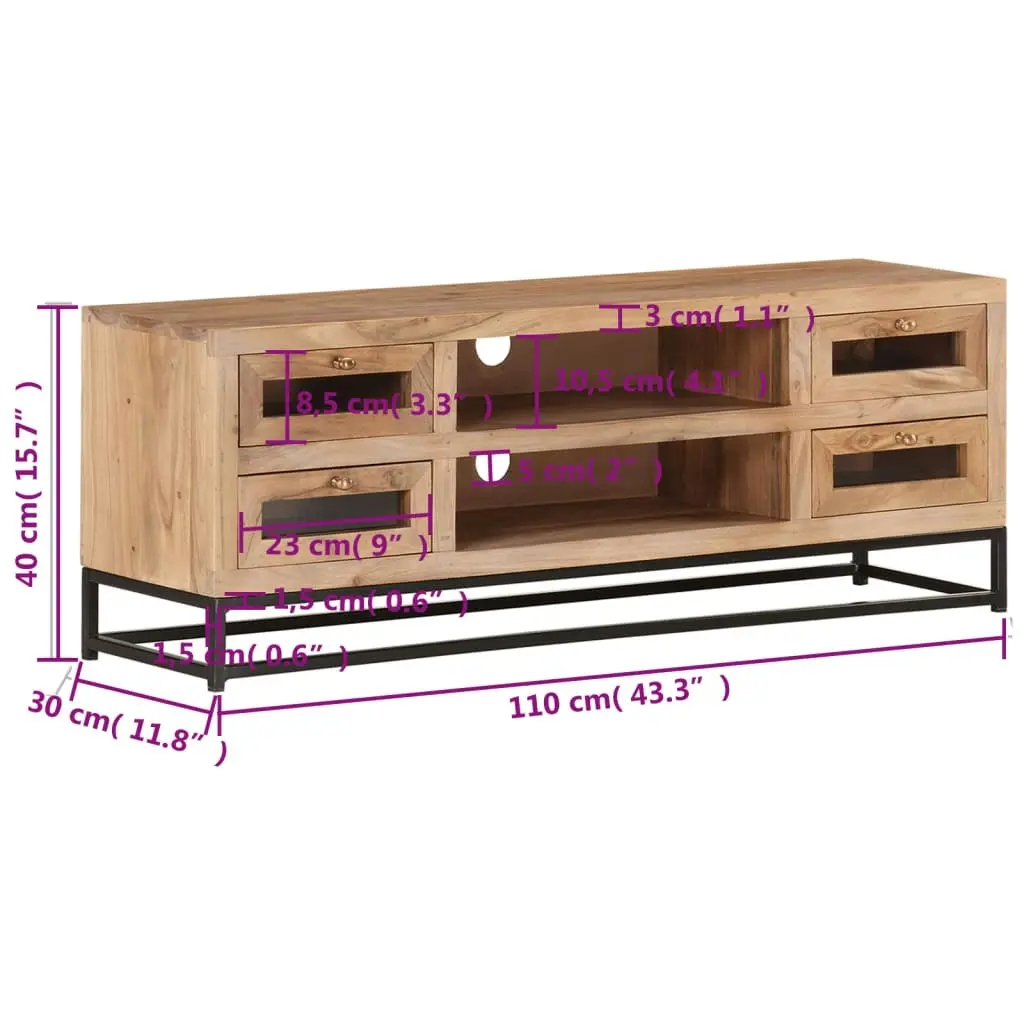 TV Cabinet 110x30x40 cm Solid Acacia Wood 323503