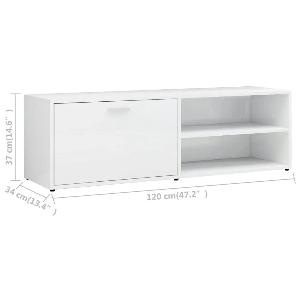 TV Cabinet High Gloss White 120x34x37 cm Engineered Wood 801158