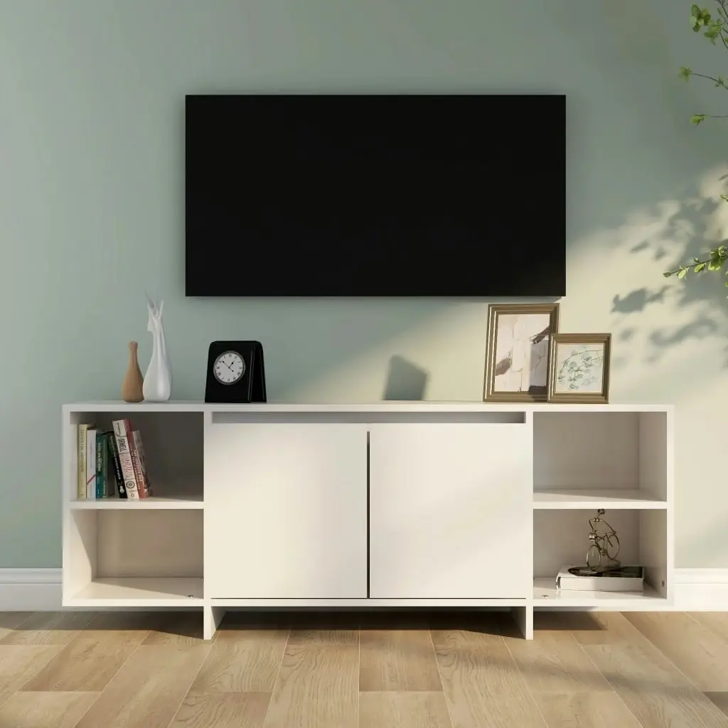 TV Cabinet High Gloss White 130x35x50 cm Engineered Wood 809590