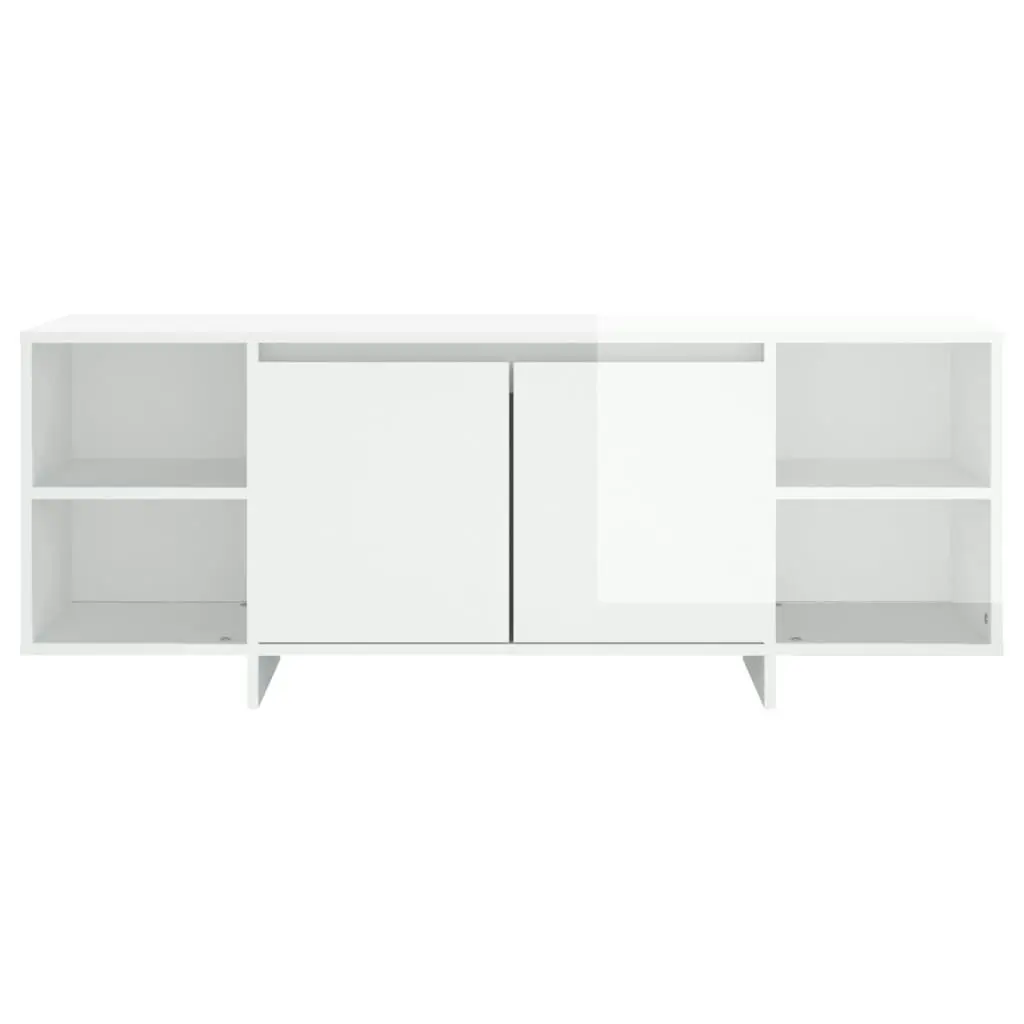 TV Cabinet High Gloss White 130x35x50 cm Engineered Wood 809590