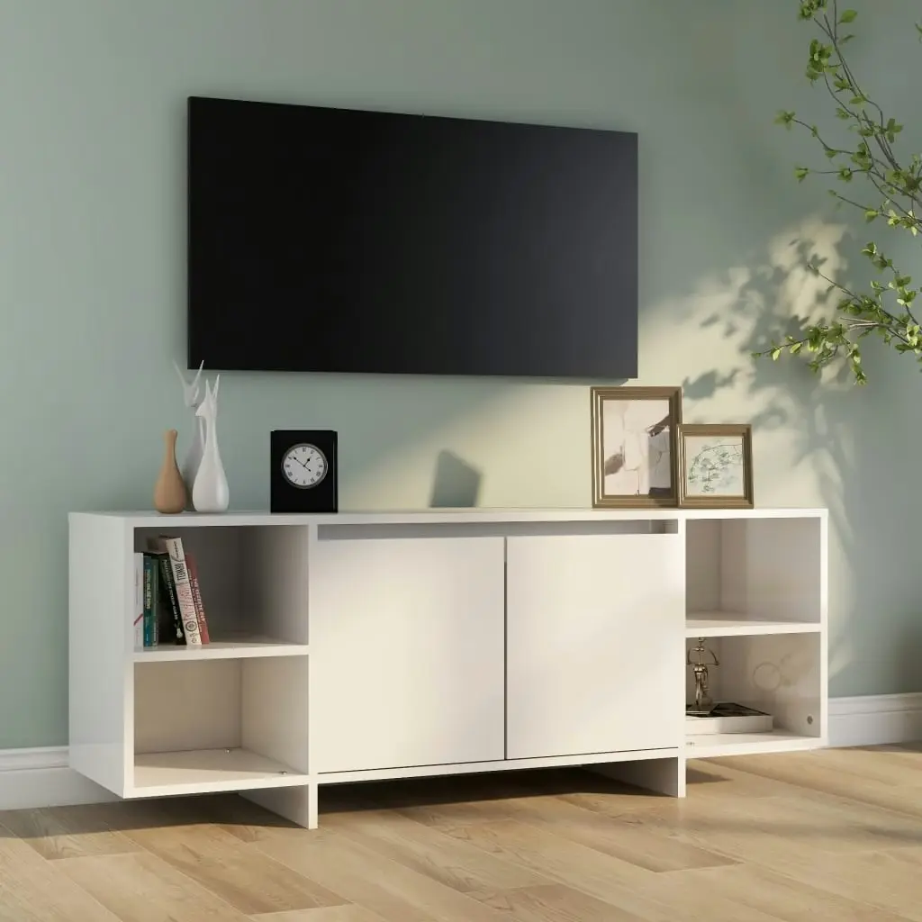 TV Cabinet High Gloss White 130x35x50 cm Engineered Wood 809590