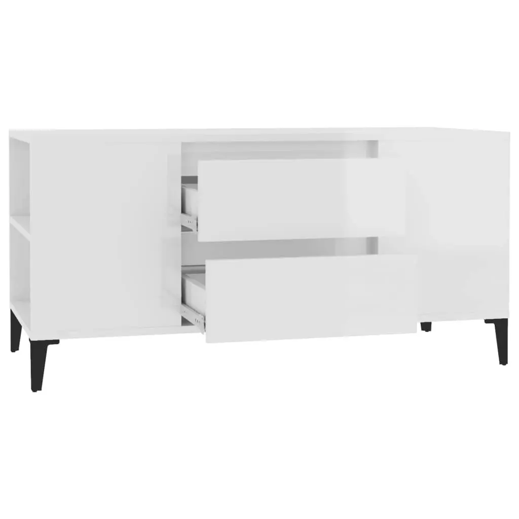 TV Cabinet High Gloss White 102x44.5x50 cm Engineered Wood 819606