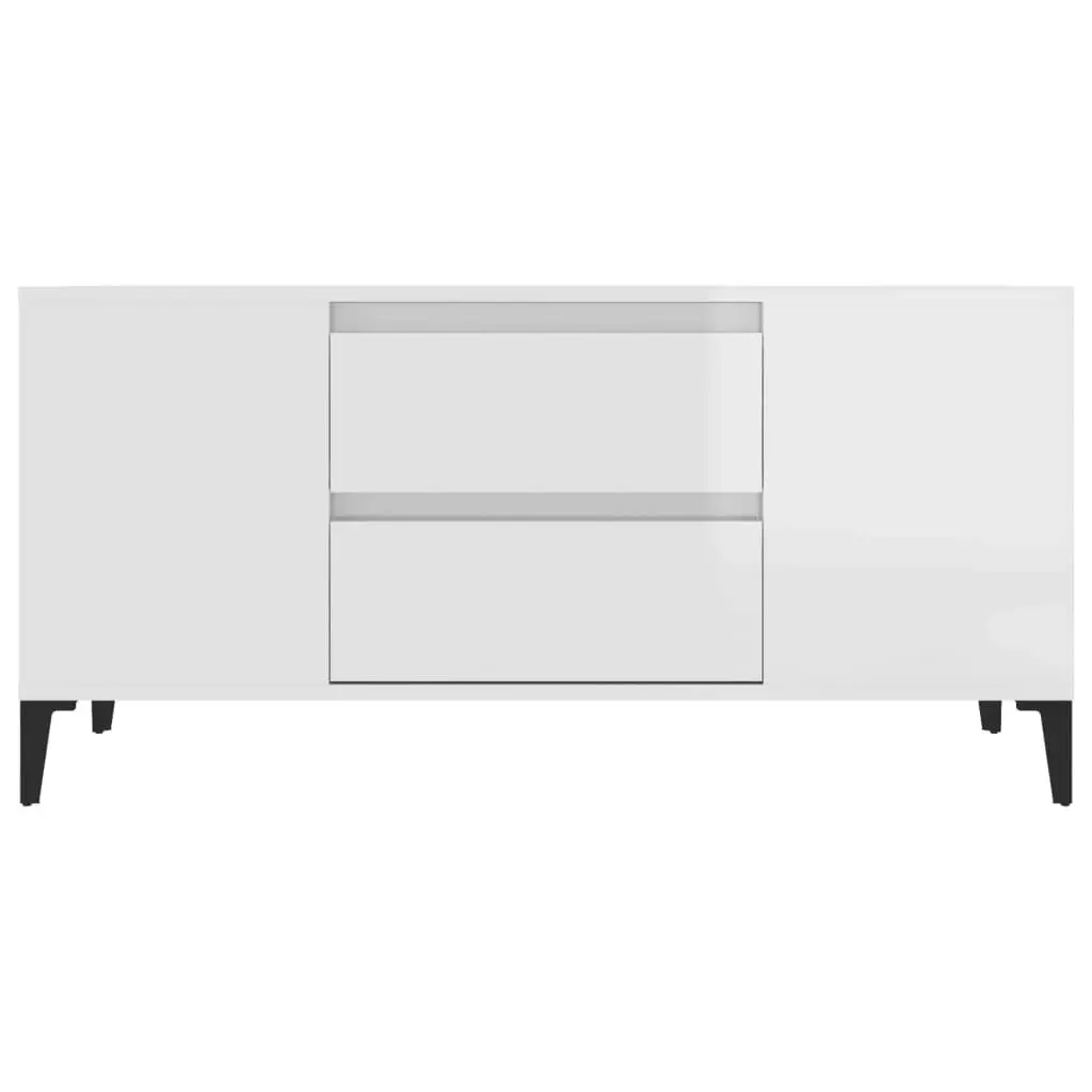 TV Cabinet High Gloss White 102x44.5x50 cm Engineered Wood 819606