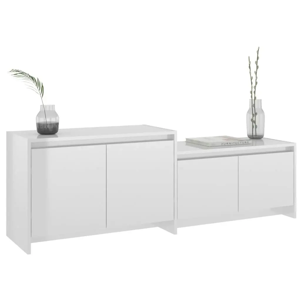 TV Cabinet High Gloss White 146.5x35x50 cm Engineered Wood 809815