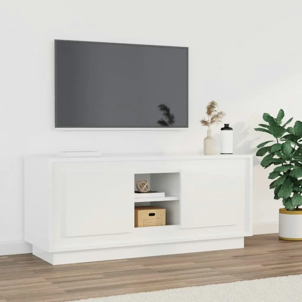 TV Cabinet High Gloss White 102x35x45 cm Engineered Wood 819862