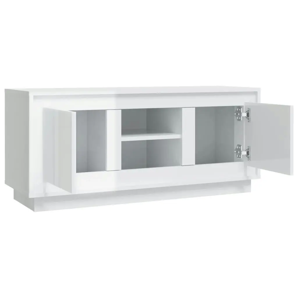 TV Cabinet High Gloss White 102x35x45 cm Engineered Wood 819862