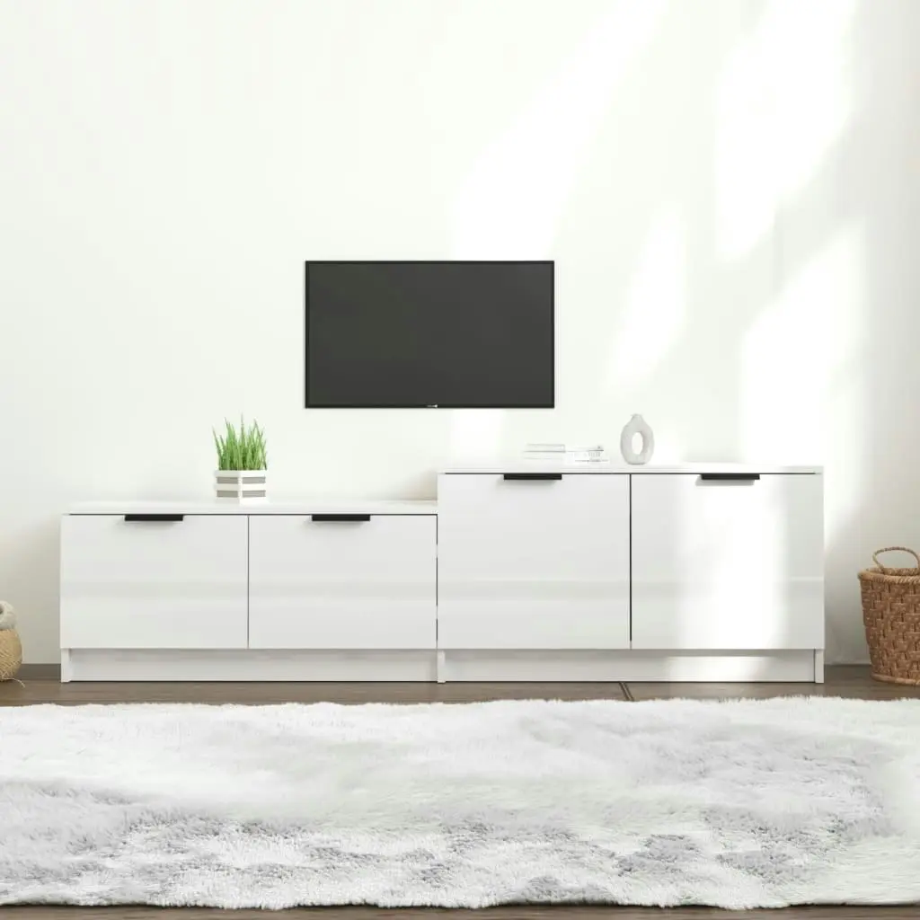 TV Cabinet High Gloss White 158.5x36x45 cm Engineered Wood 811490