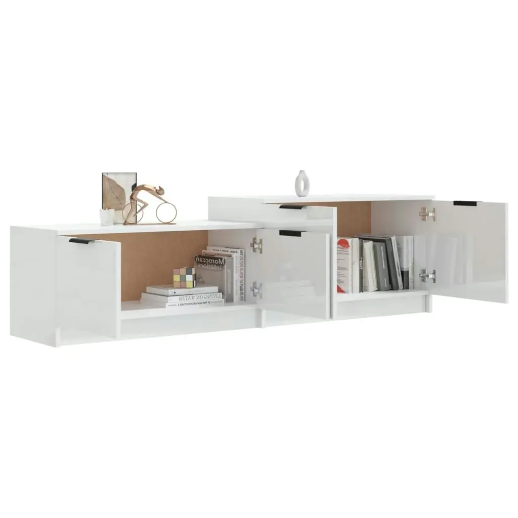 TV Cabinet High Gloss White 158.5x36x45 cm Engineered Wood 811490