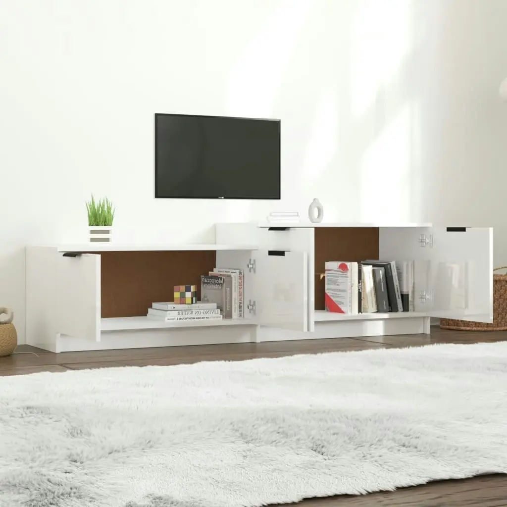 TV Cabinet High Gloss White 158.5x36x45 cm Engineered Wood 811490