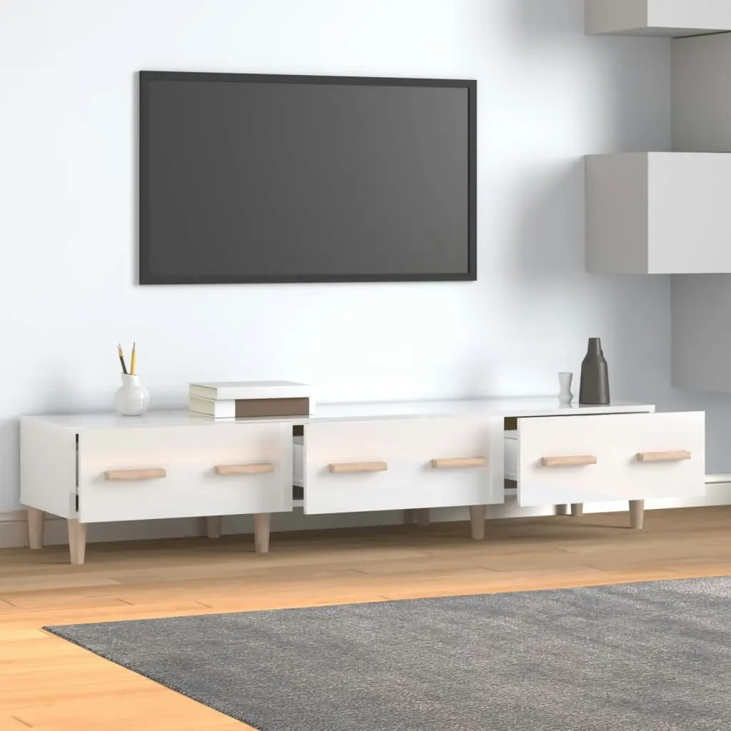 TV Cabinet High Gloss White 150x34.5x30 cm Engineered Wood 812642