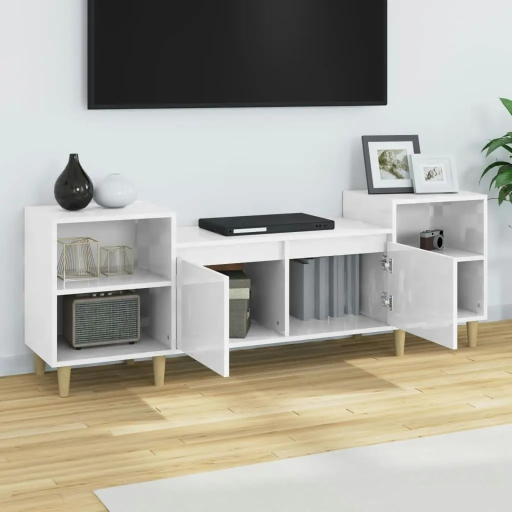 TV Cabinet High Gloss White 160x35x55 cm Engineered Wood 821190