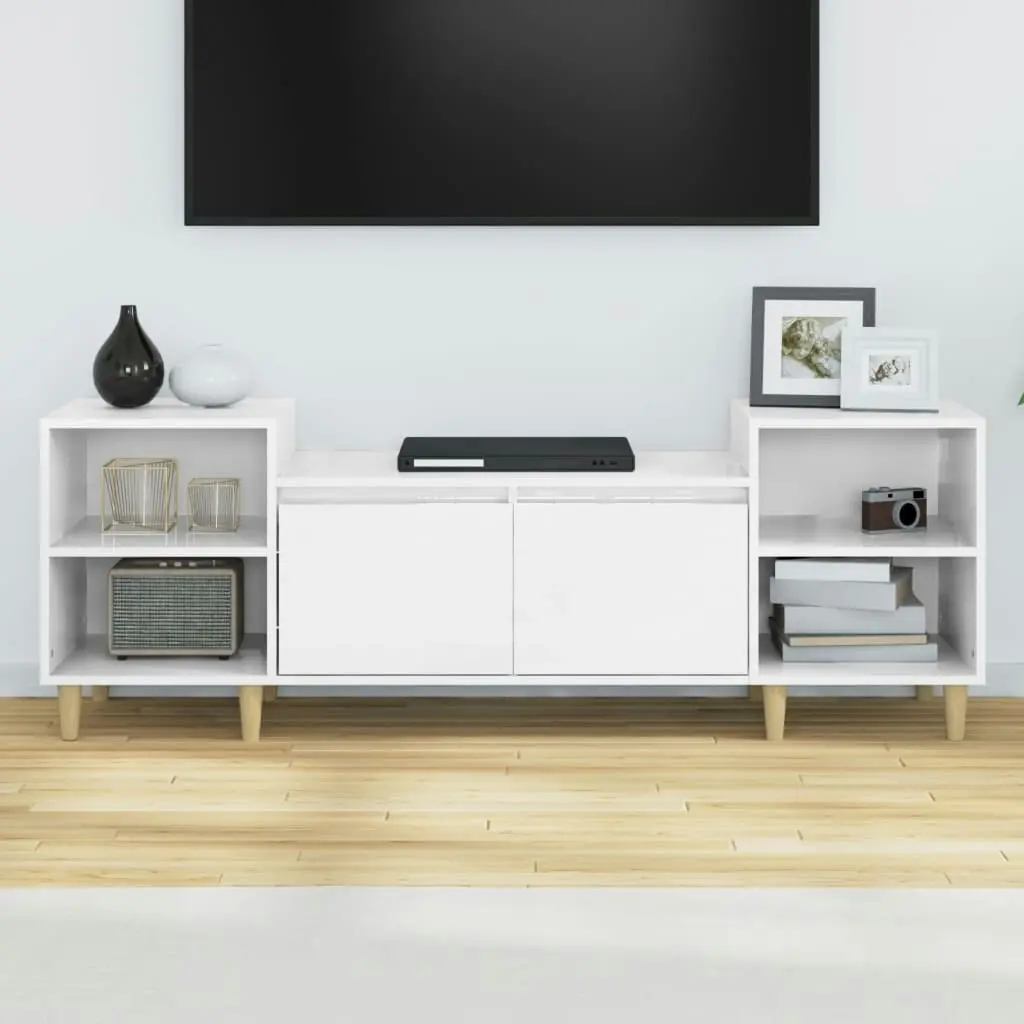 TV Cabinet High Gloss White 160x35x55 cm Engineered Wood 821190