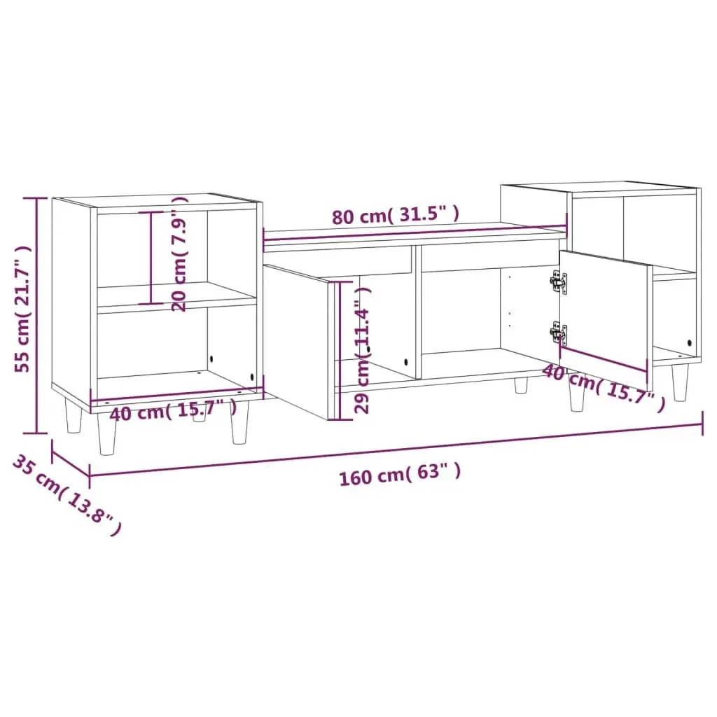 TV Cabinet High Gloss White 160x35x55 cm Engineered Wood 821190