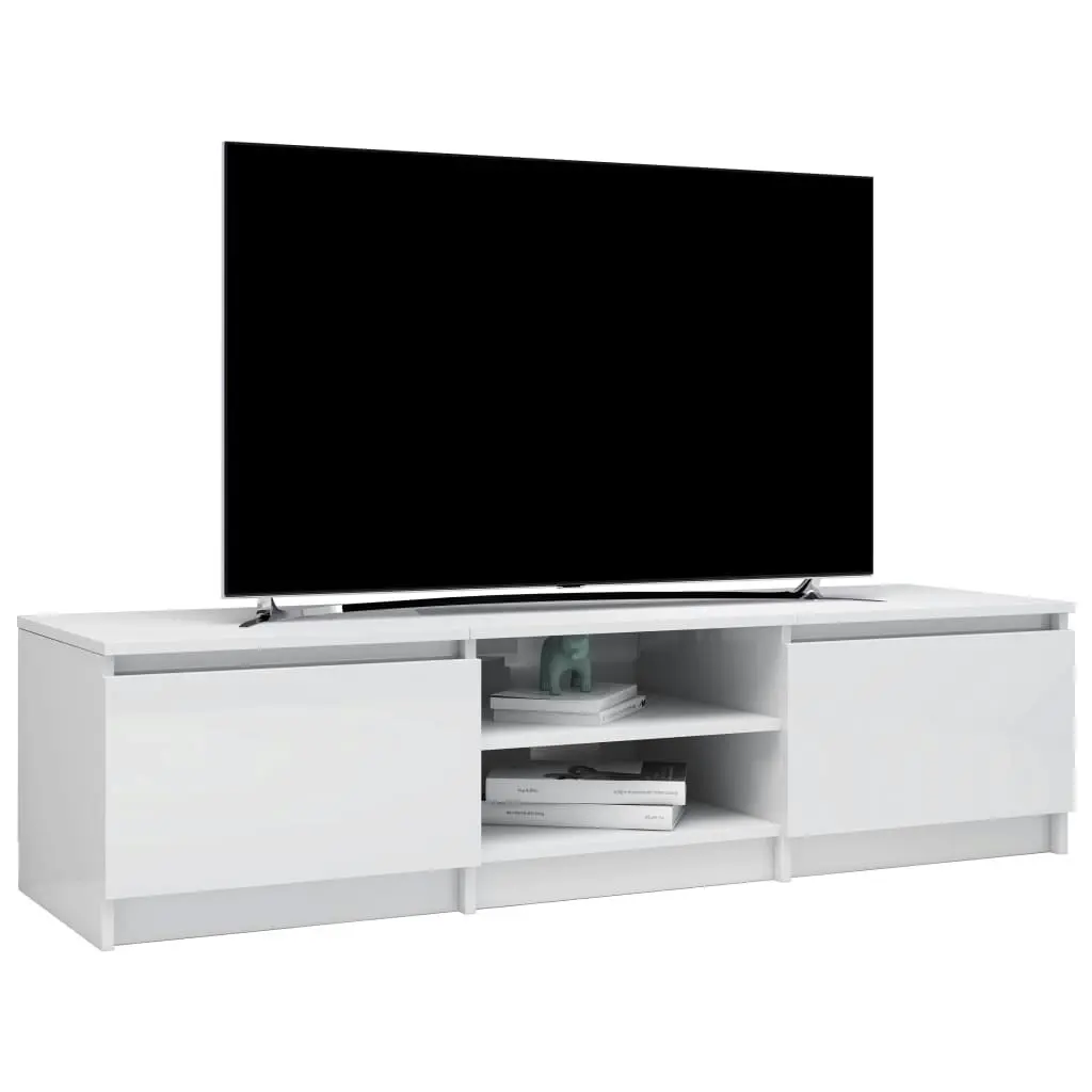 TV Cabinet High Gloss White 140x40x35.5 cm Engineered Wood 800654