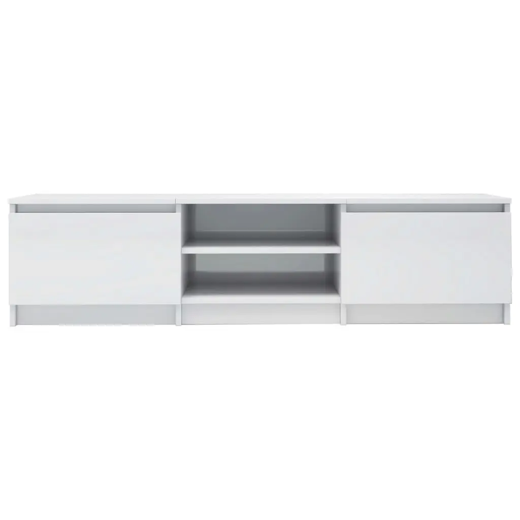 TV Cabinet High Gloss White 140x40x35.5 cm Engineered Wood 800654