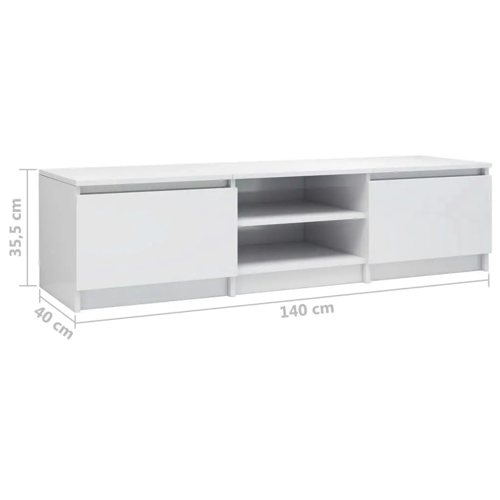 TV Cabinet High Gloss White 140x40x35.5 cm Engineered Wood 800654