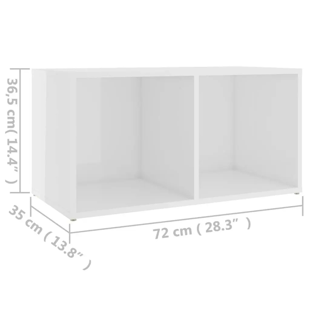 TV Cabinet High Gloss White 72x35x36.5 cm Engineered Wood 805531