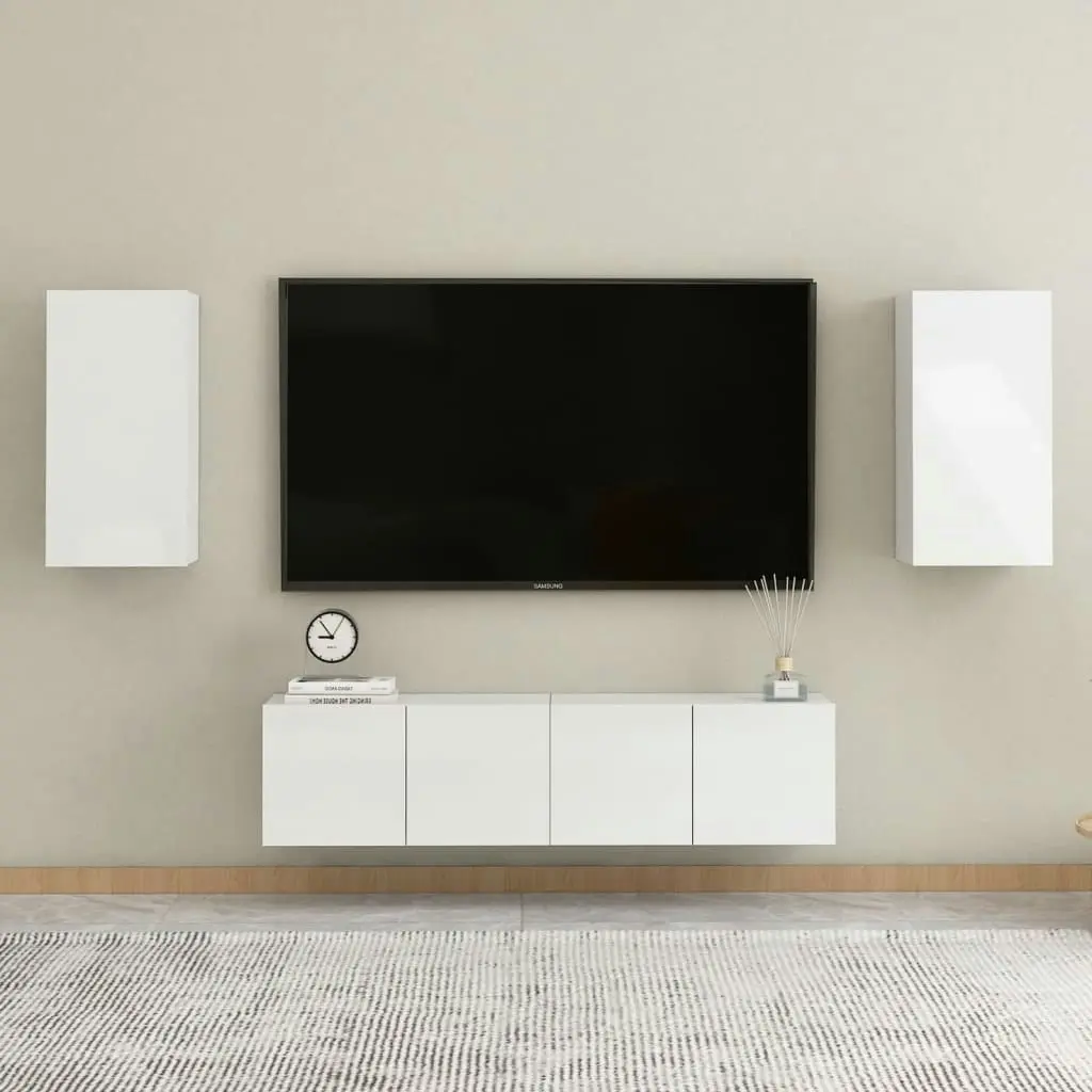 TV Cabinet High Gloss White 30.5x30x60 cm Engineered Wood 803338