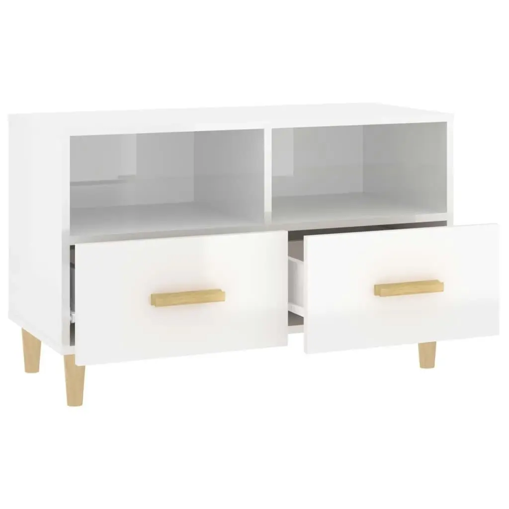 TV Cabinet High Gloss White 80x36x50 cm Engineered Wood 812588