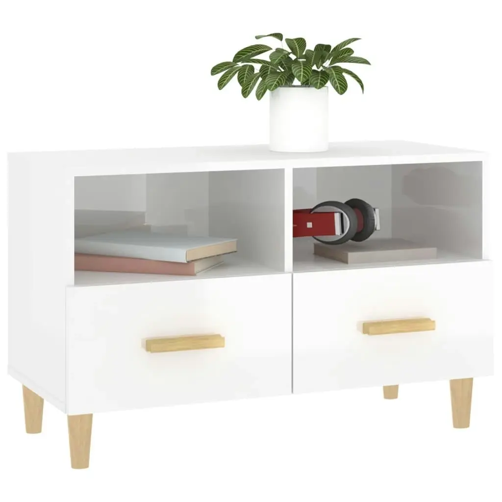 TV Cabinet High Gloss White 80x36x50 cm Engineered Wood 812588