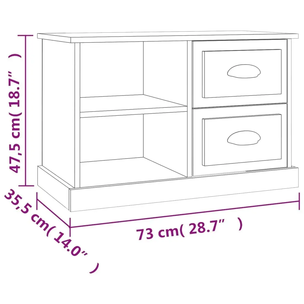 TV Cabinet High Gloss White 73x35.5x47.5 cm Engineered Wood 816170