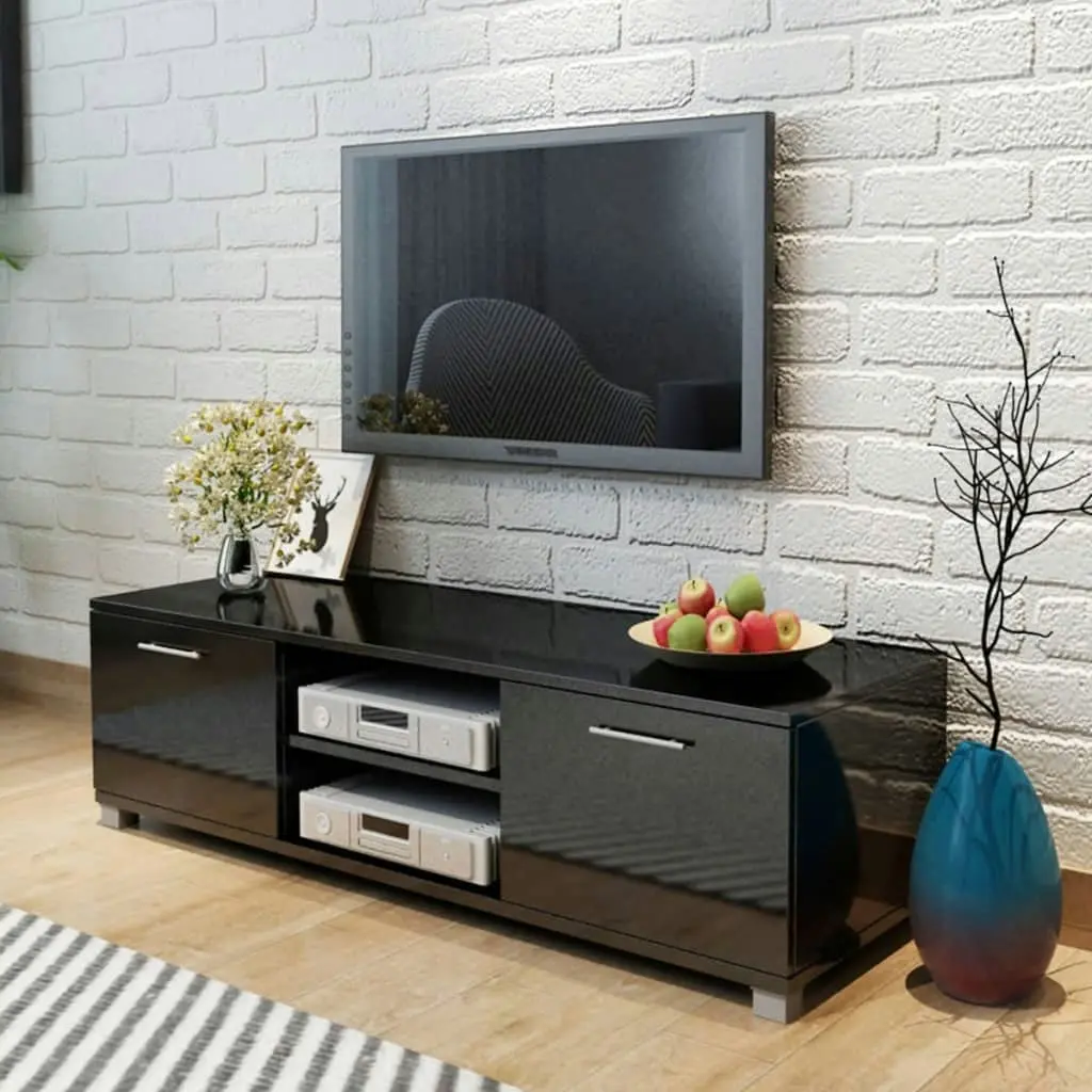 TV Cabinet High-Gloss Black 120x40.5x35 cm 243042