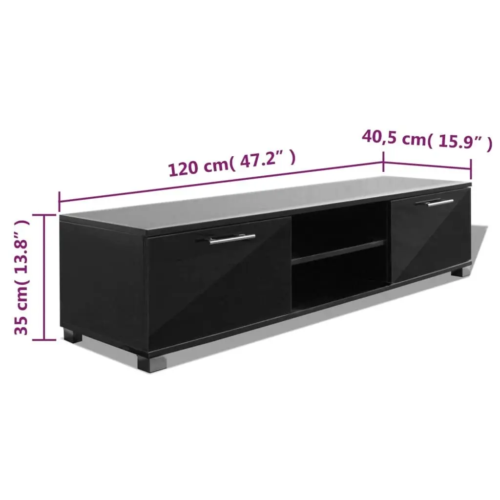 TV Cabinet High-Gloss Black 120x40.5x35 cm 243042