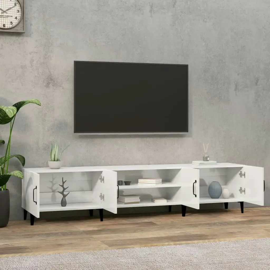 TV Cabinet High Gloss White 180x31.5x40 cm Engineered Wood 816266