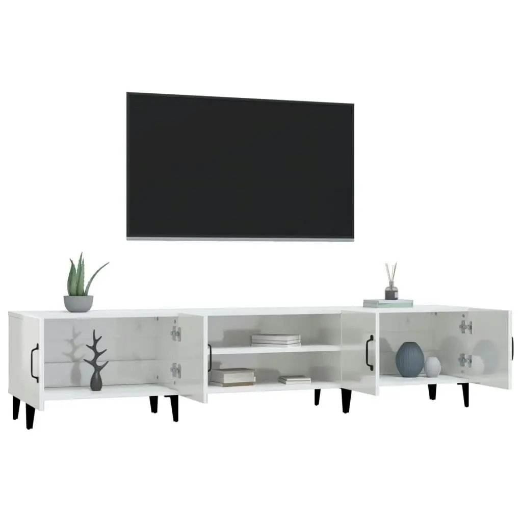 TV Cabinet High Gloss White 180x31.5x40 cm Engineered Wood 816266