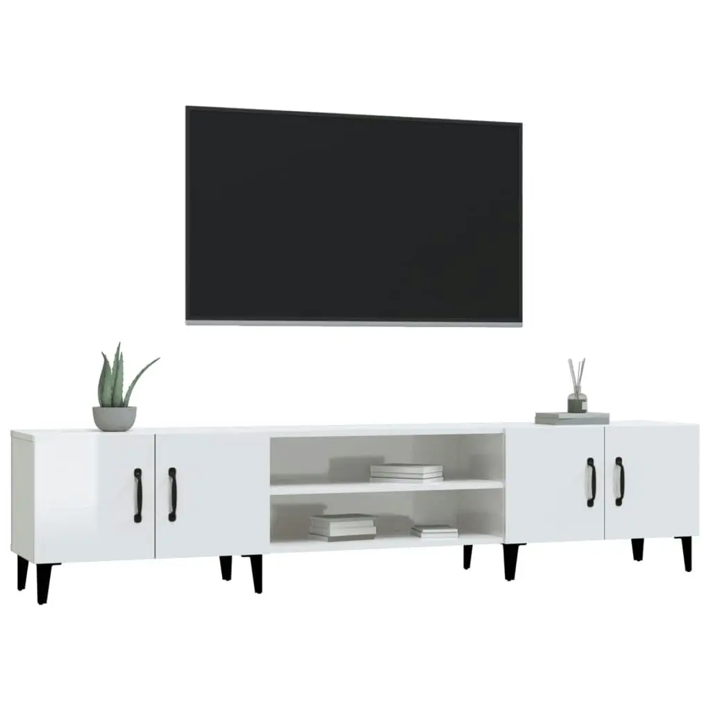 TV Cabinet High Gloss White 180x31.5x40 cm Engineered Wood 816266