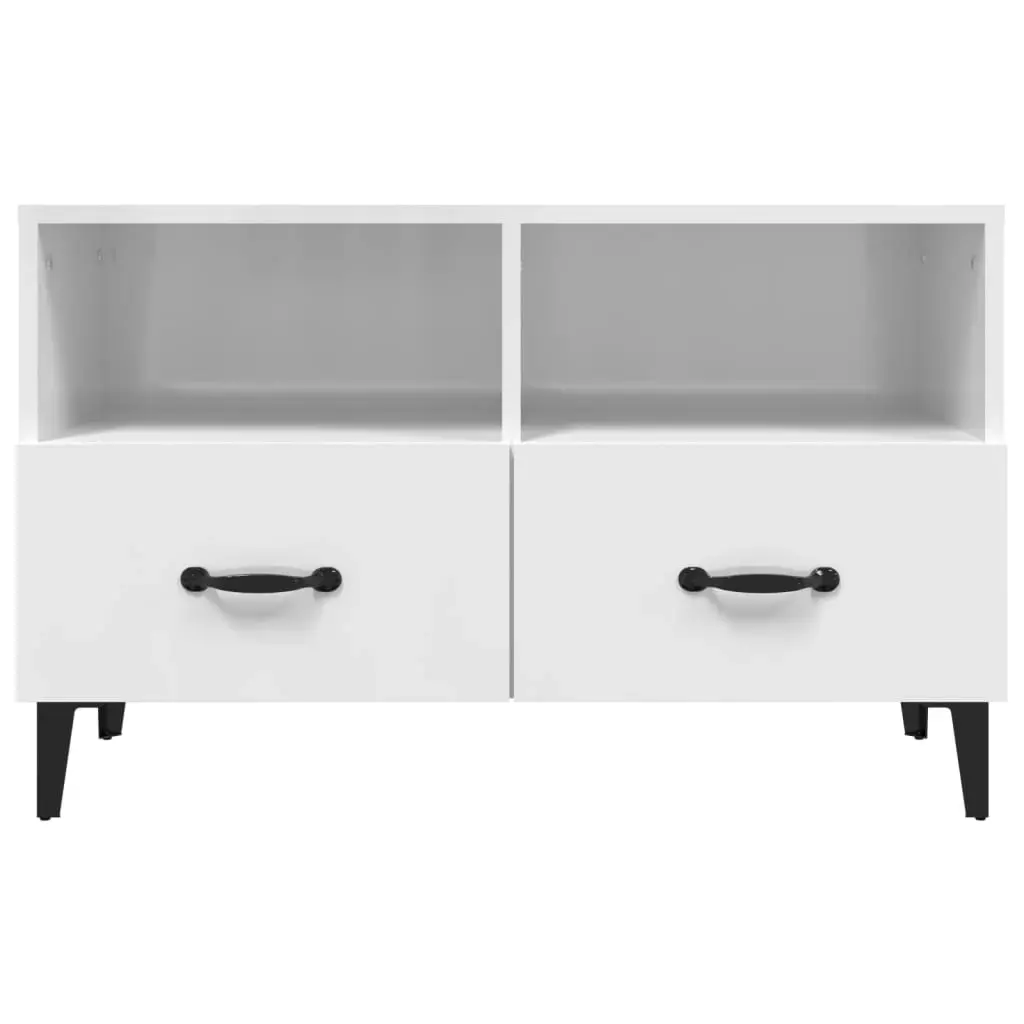 TV Cabinet High Gloss White 80x36x50 cm Engineered Wood 812597