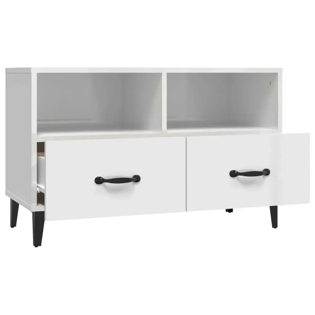 TV Cabinet High Gloss White 80x36x50 cm Engineered Wood 812597