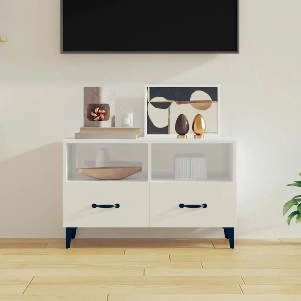 TV Cabinet High Gloss White 80x36x50 cm Engineered Wood 812597