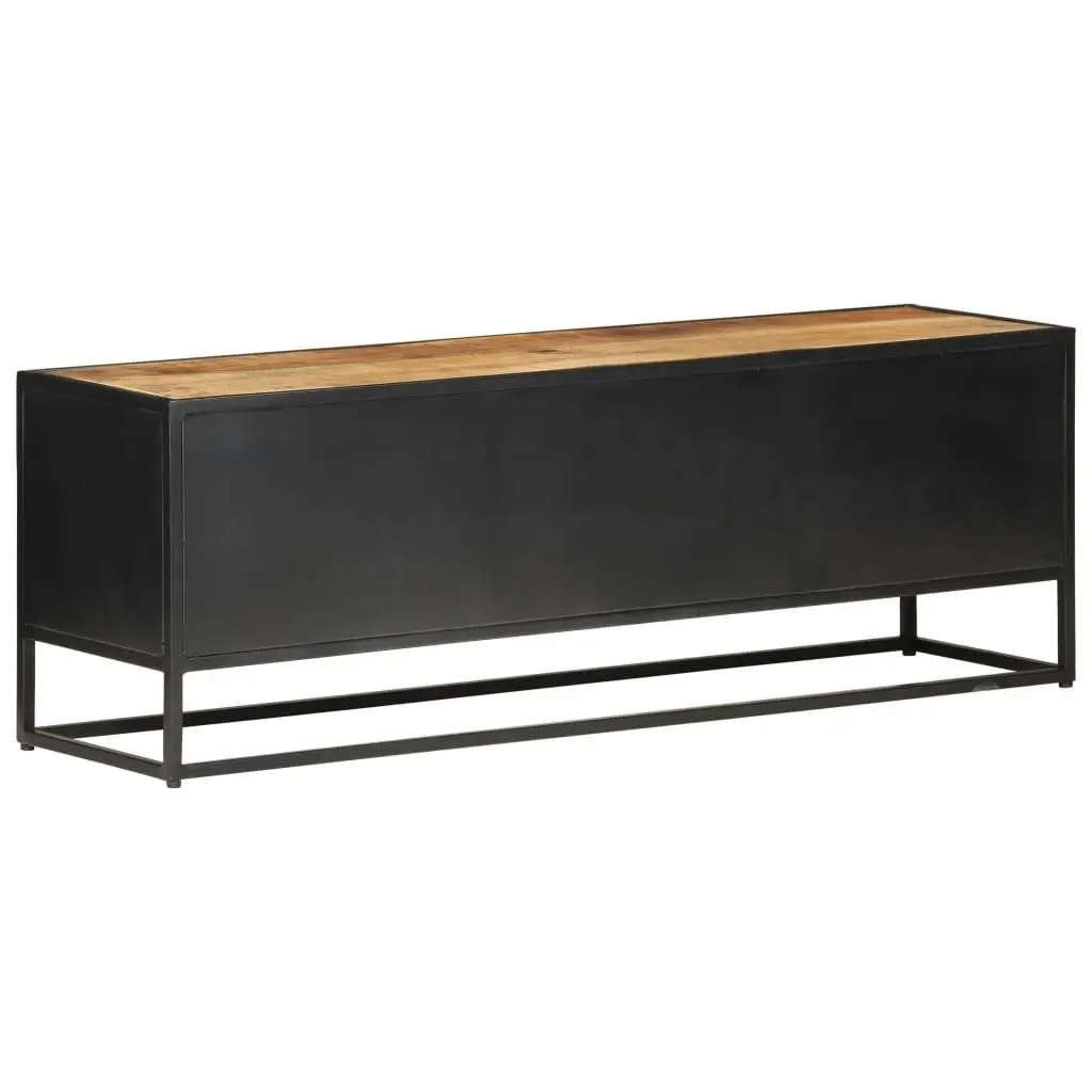 TV Cabinet 120x30x40 cm Rough Mango Wood and Natural Cane 323142