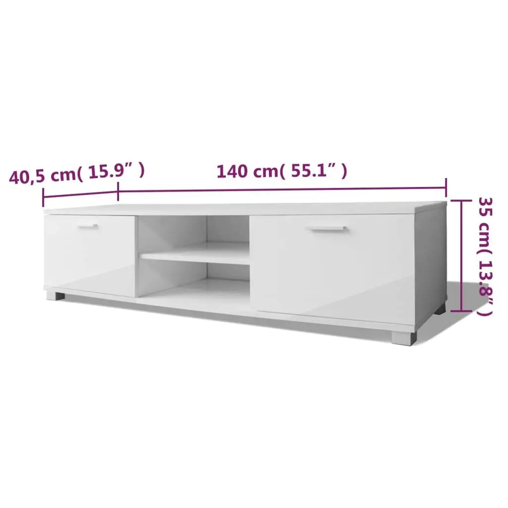 TV Cabinet High-Gloss White 140x40.5x35 cm 243043