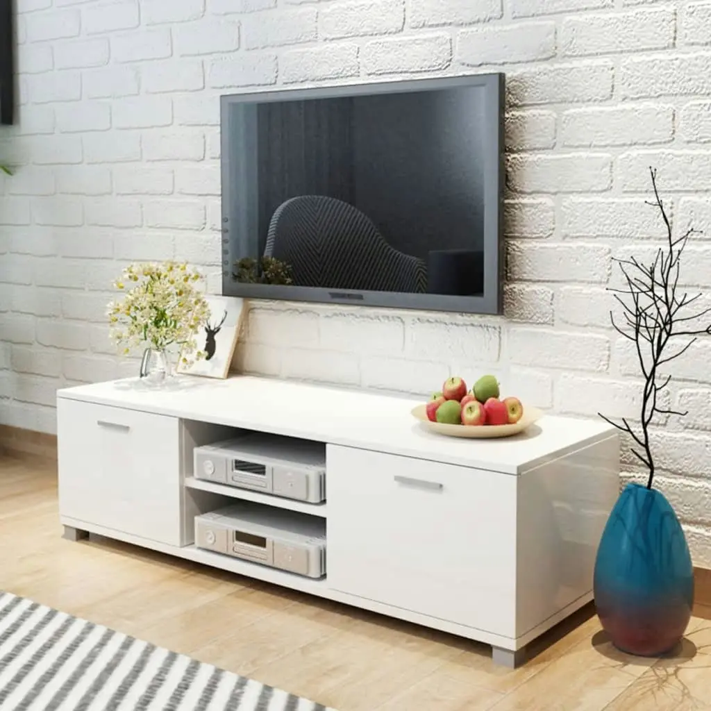 TV Cabinet High-Gloss White 140x40.5x35 cm 243043