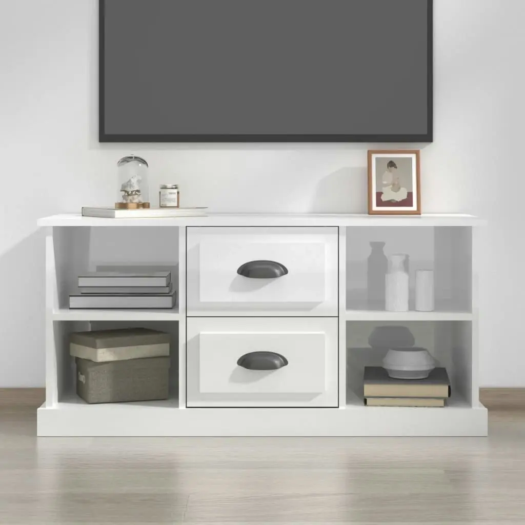 TV Cabinet High Gloss White 99.5x35.5x48 cm Engineered Wood 816274