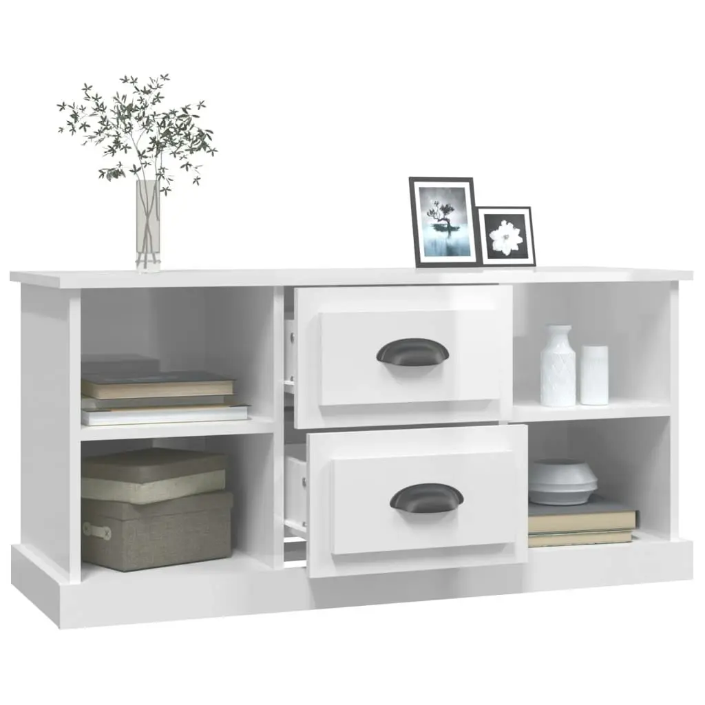 TV Cabinet High Gloss White 99.5x35.5x48 cm Engineered Wood 816274