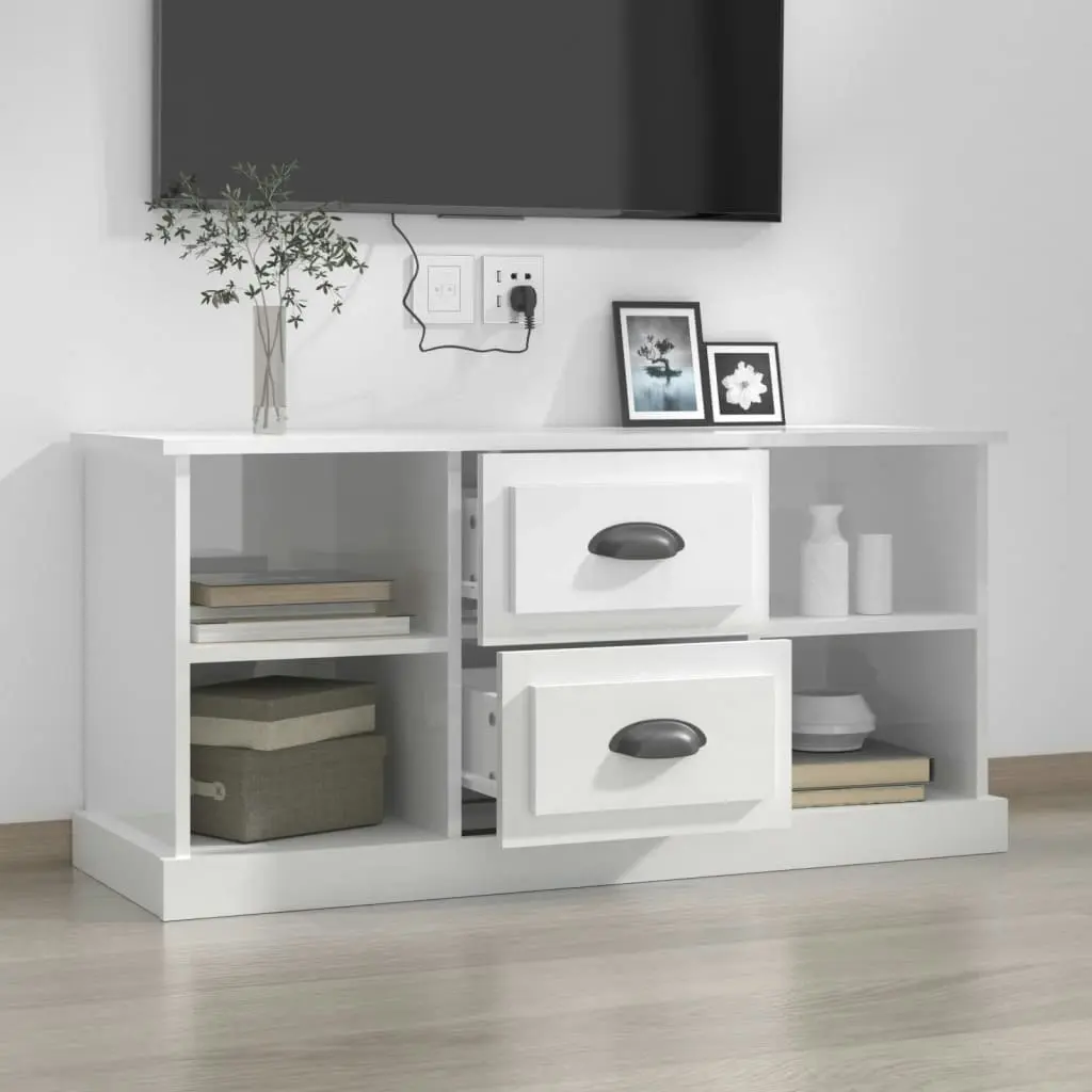 TV Cabinet High Gloss White 99.5x35.5x48 cm Engineered Wood 816274