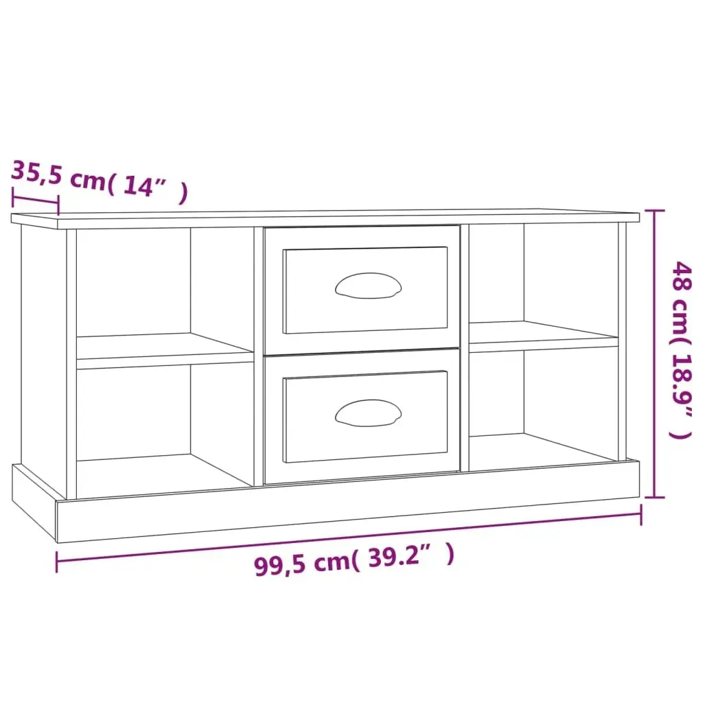 TV Cabinet High Gloss White 99.5x35.5x48 cm Engineered Wood 816274