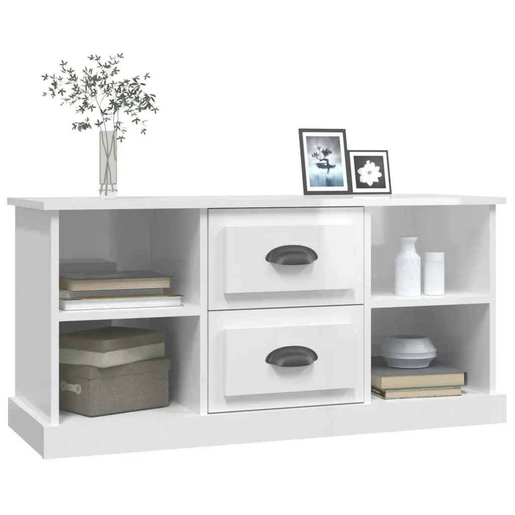 TV Cabinet High Gloss White 99.5x35.5x48 cm Engineered Wood 816274