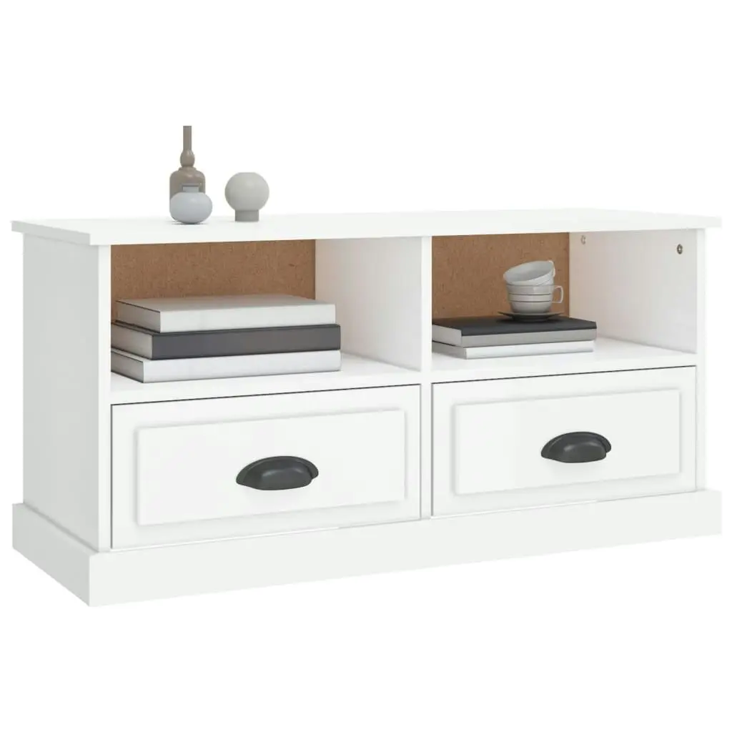 TV Cabinet High Gloss White 93x35.5x45 cm Engineered Wood 816466