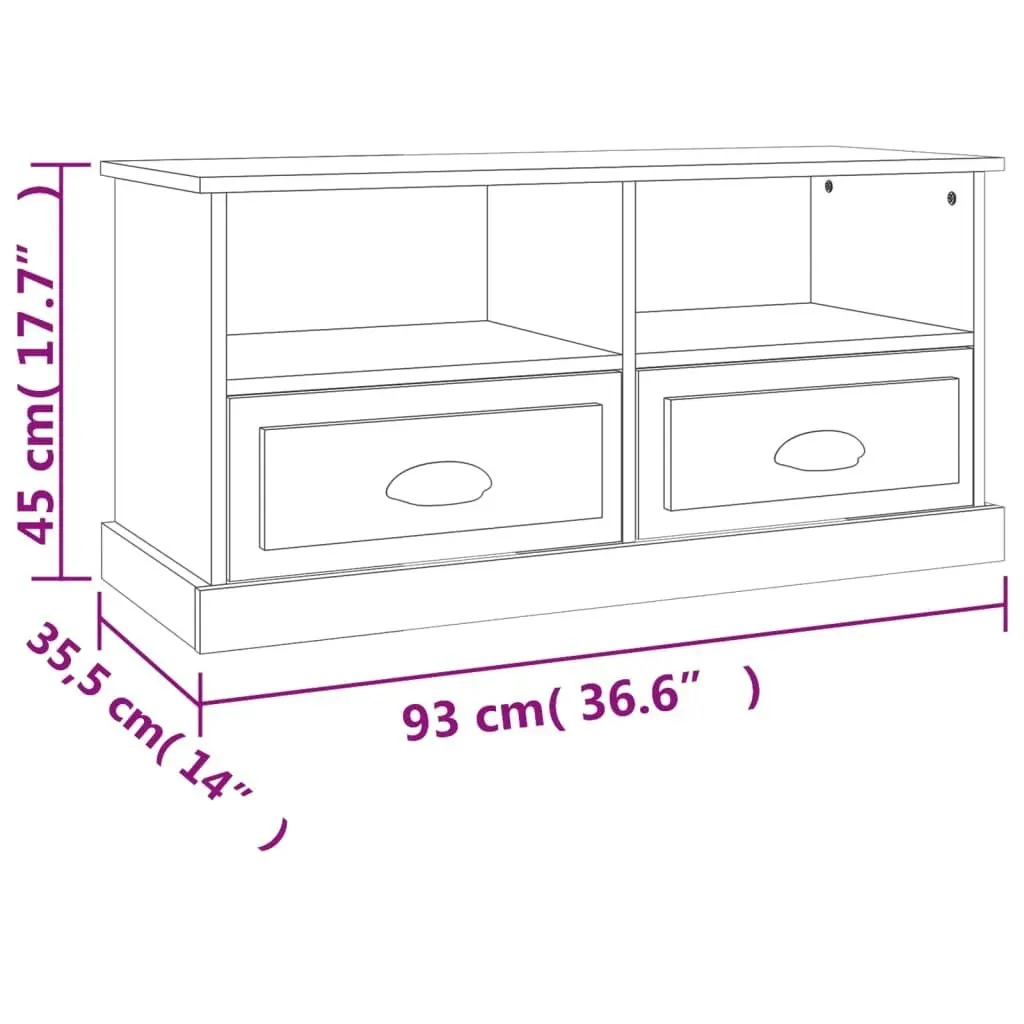 TV Cabinet High Gloss White 93x35.5x45 cm Engineered Wood 816466