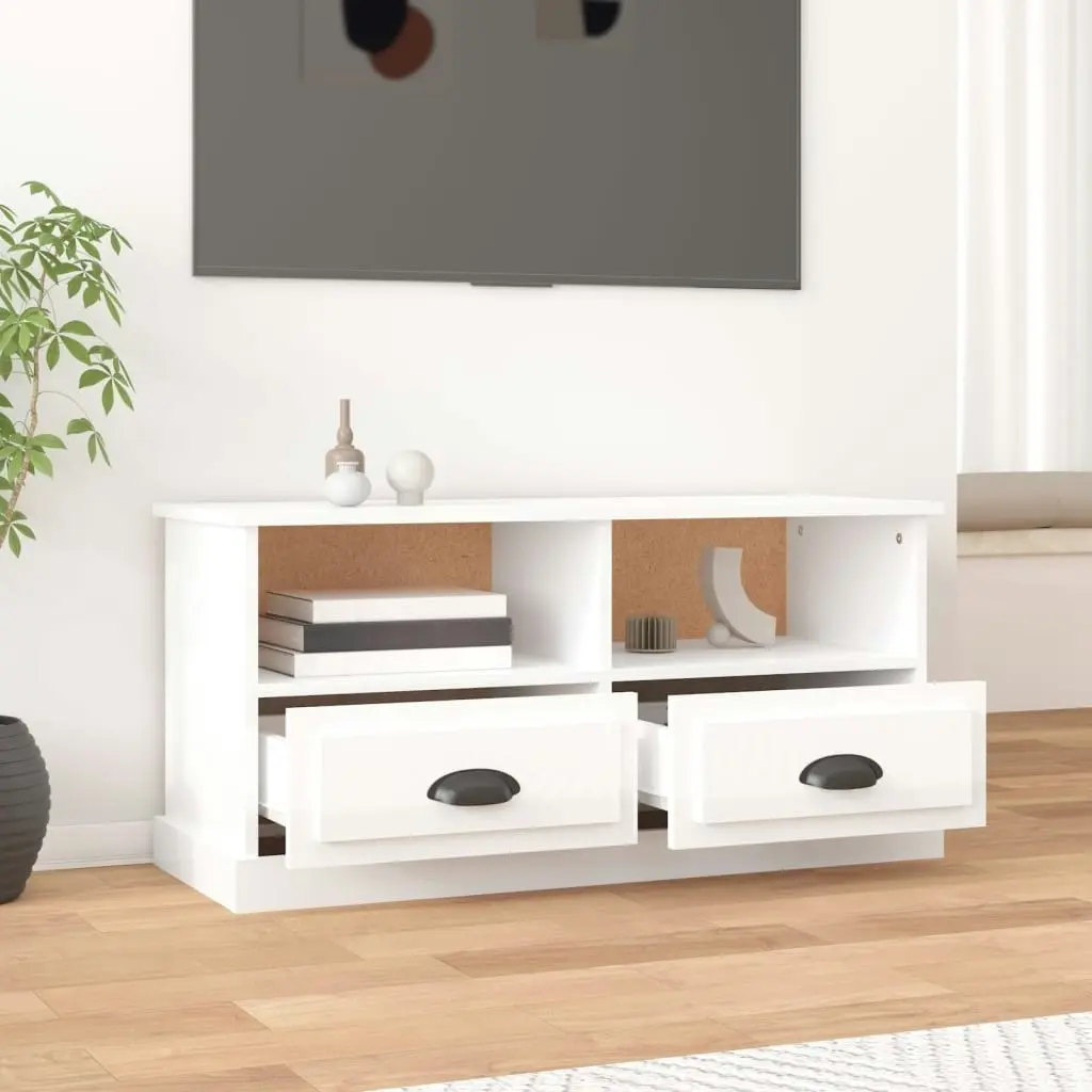 TV Cabinet High Gloss White 93x35.5x45 cm Engineered Wood 816466