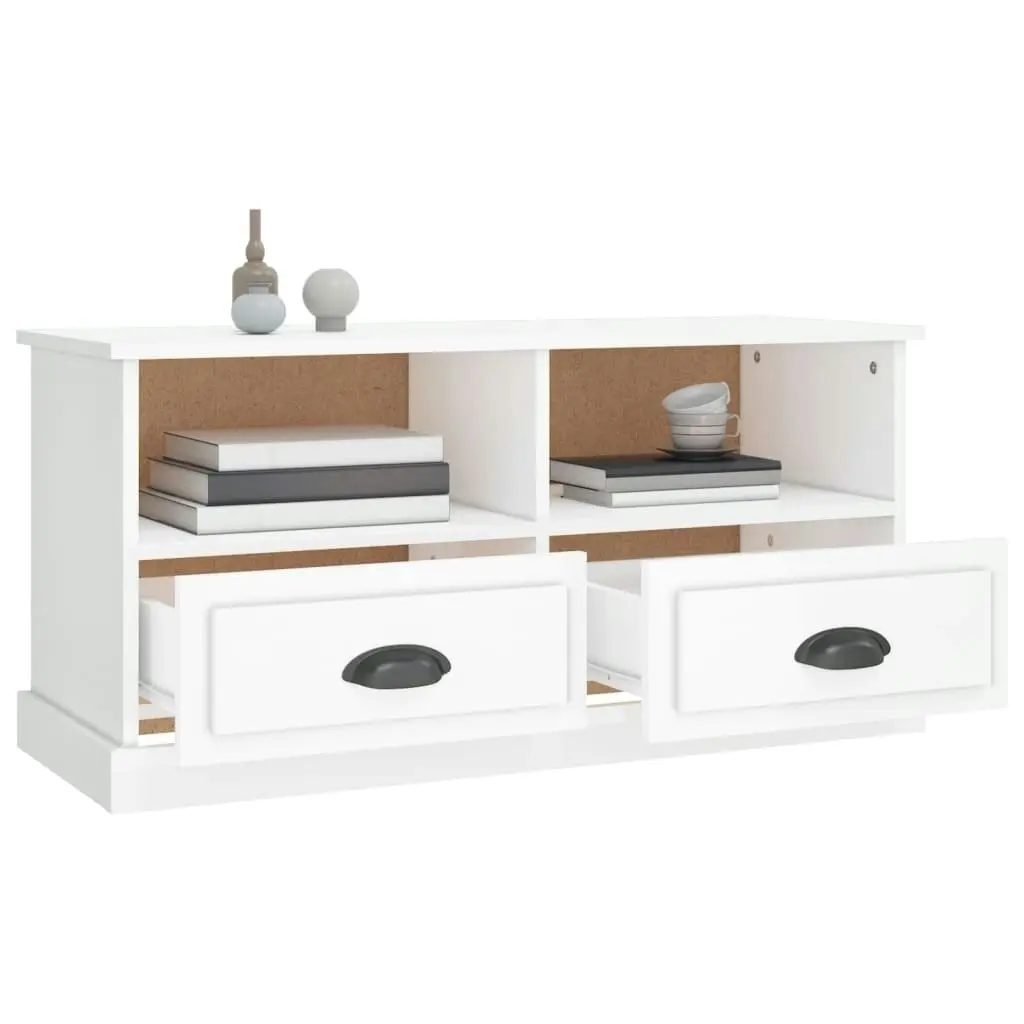 TV Cabinet High Gloss White 93x35.5x45 cm Engineered Wood 816466